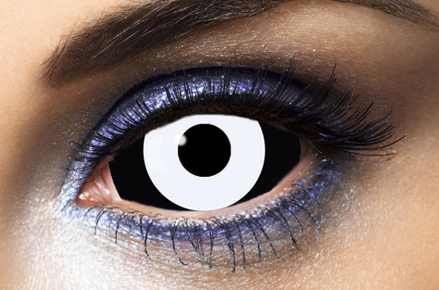 Lentille Halloween - Lentilles Sclera Noires - Circle White - Fashion  Lentilles®, image size:1422x939