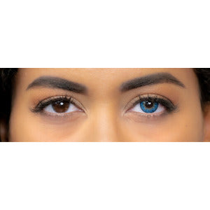 lentilles bleues pour les yeux marrons